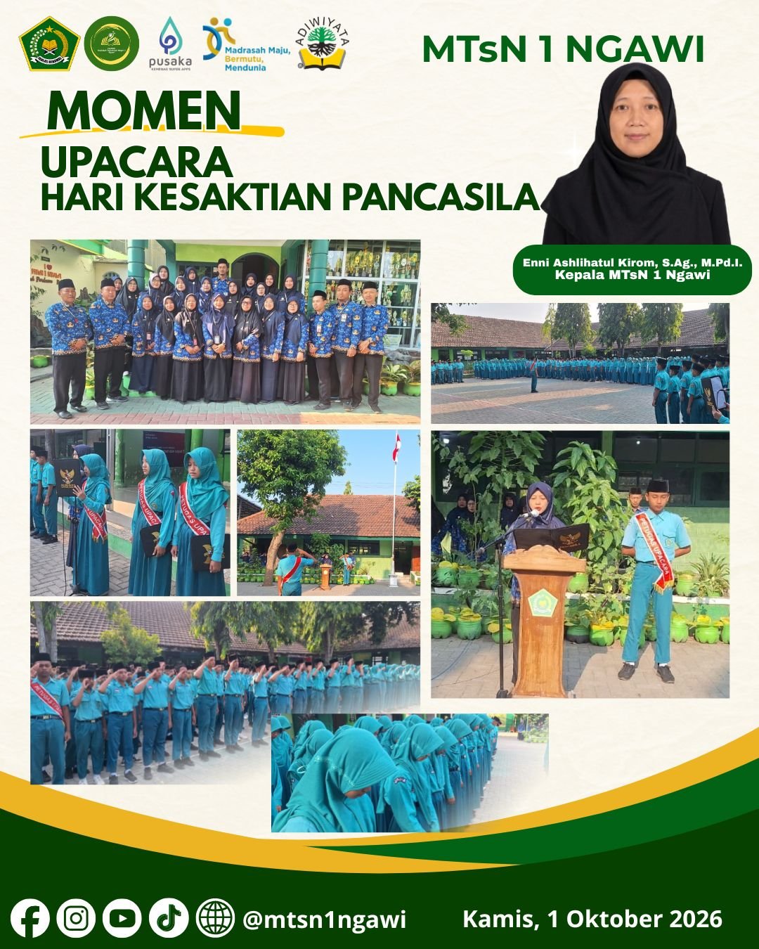 Hari Kesaktian Pancasila  -  MTsN 1 Ngawi   Teguhkan Pancasila sebagai Pemersatu Bangsa 