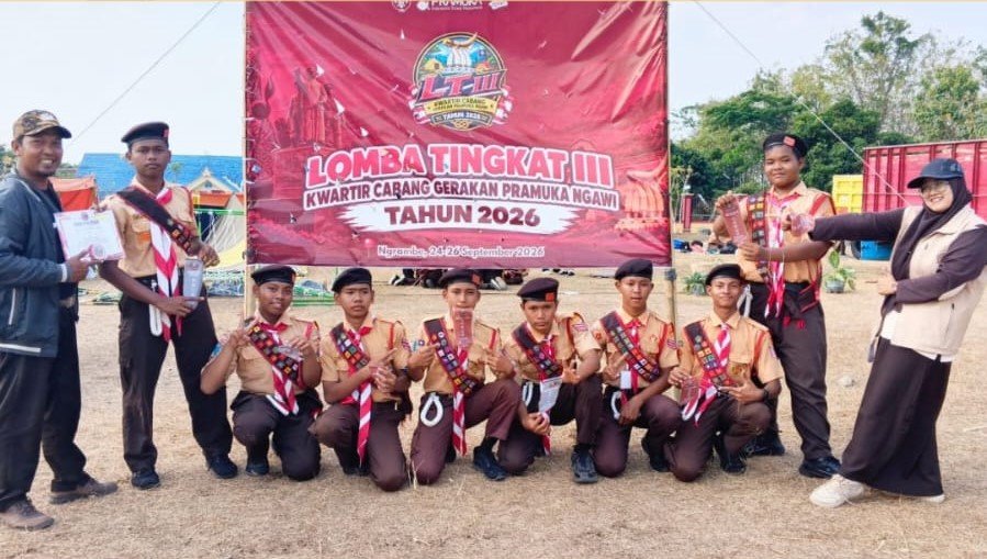 Regu Harimau MTsN 1 Ngawi berlaga di LT III Kwarcab Ngawi 2026